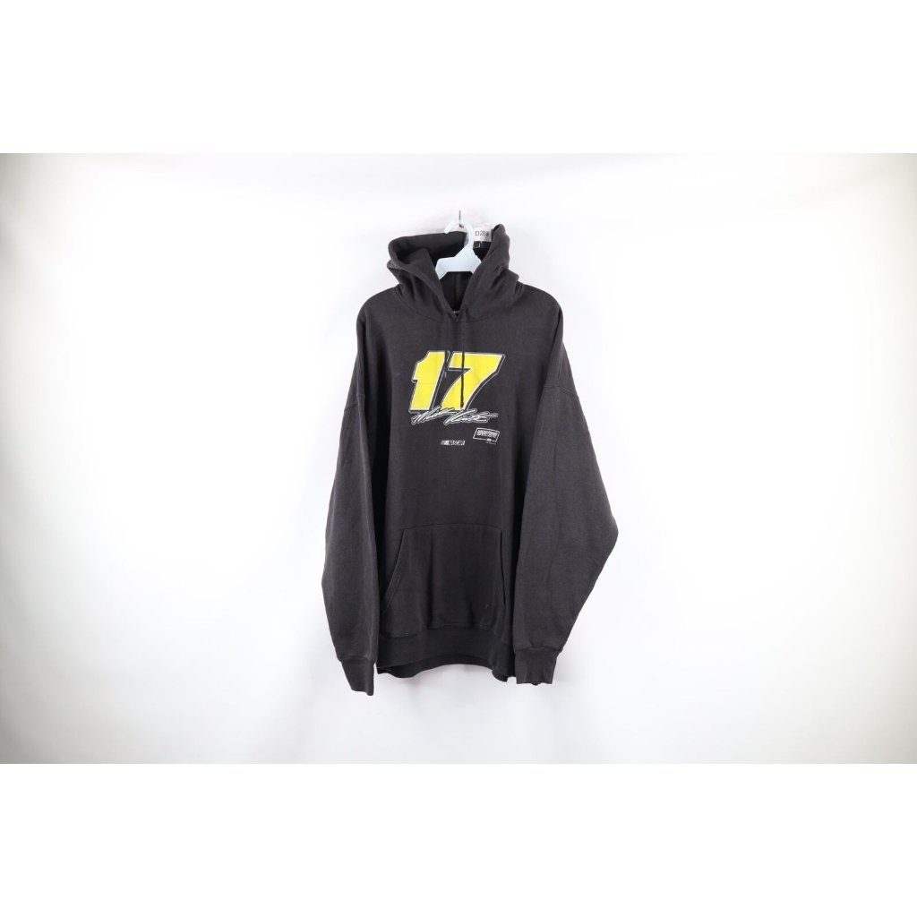 Vintage Nascar Mens Xl Faded Spell Out Matt Kenseth Hoodie Sweatshirt Black